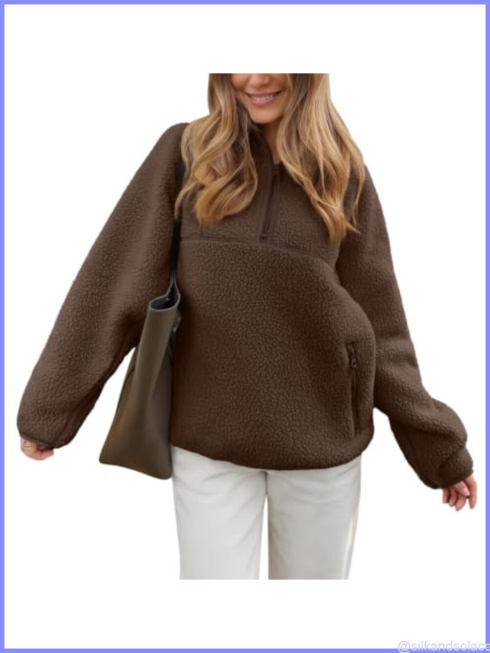 Womens Half Zip Sherpa Fleece Pullover Jacket Funnel Neck Winter Sweatshirt